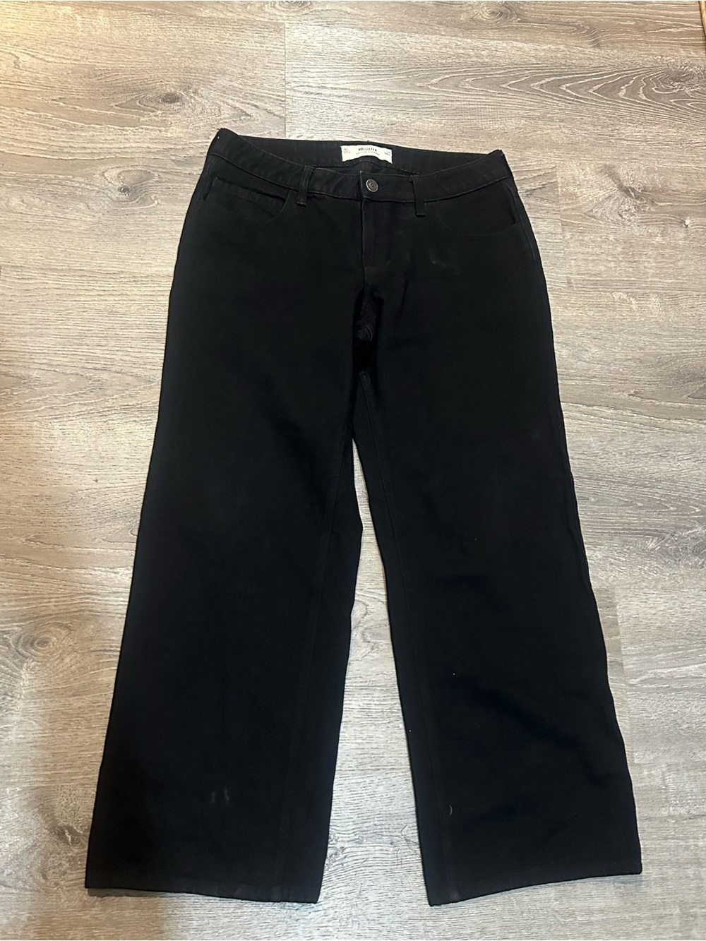 Hollister Curvy Low-Rise Baggy Black Pants W30 Regular Wide Leg Y2K